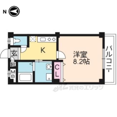 クレール弘友(1K/2階)の間取り写真