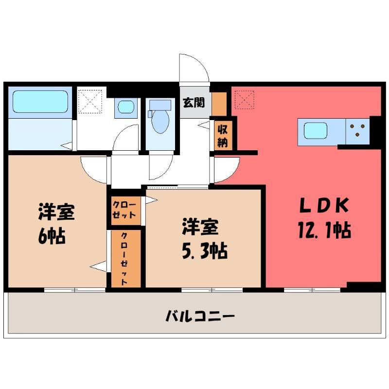 D-GRAN矢中町(2LDK/3階)の間取り写真
