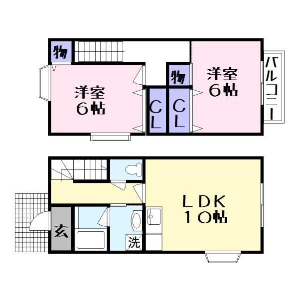 メゾネットハートシード(2LDK/1階)の間取り写真