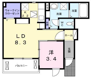 グッドスピード B(1LDK/1階)の間取り写真