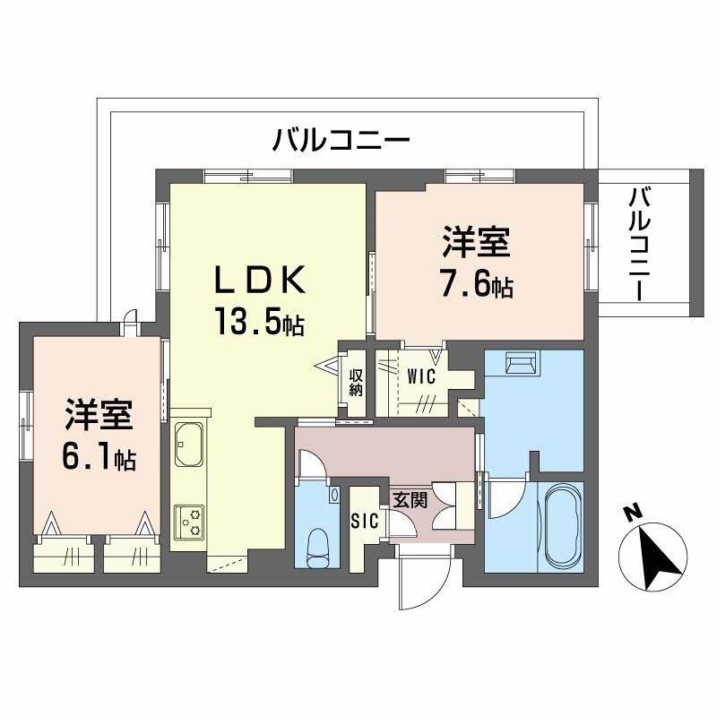 クレイエール(2LDK/4階)の間取り写真