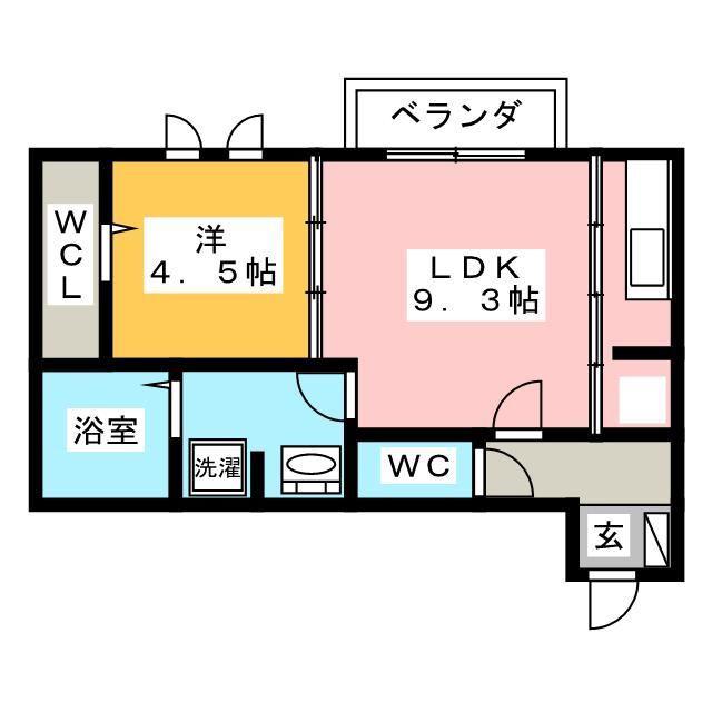 CLE DU BONHEUR3(1LDK/1階)の間取り写真