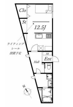 APPARTEMENT 3(ワンルーム/2階)の間取り写真