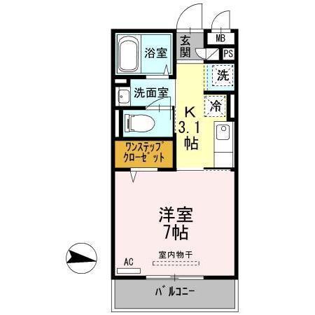 セジュールパーク(1K/3階)の間取り写真