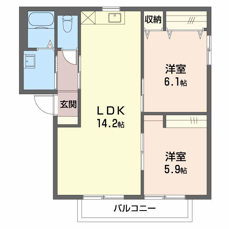 パストラルヒル(2LDK/1階)の間取り写真
