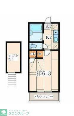 セントレジス新横浜(1K/2階)の間取り写真