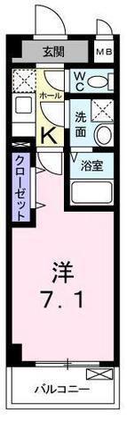 エスパシオE(1K/4階)の間取り写真