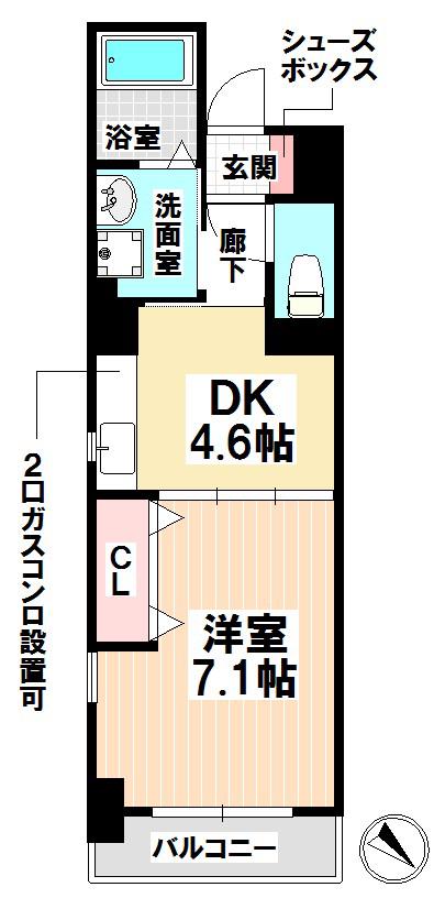 メゾンド・ヴェール(1DK/3階)の間取り写真