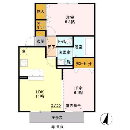 カーサ ドマーニ(2LDK/1階)の間取り写真