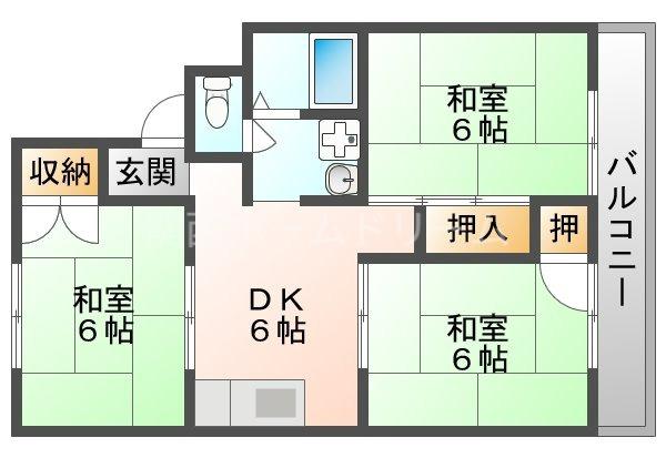 コミュニティーハウスノグチ(3DK/1階)の間取り写真