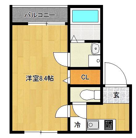 メゾン上七軒(1K/2階)の間取り写真