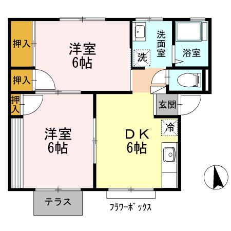 アーバン中山(2DK/1階)の間取り写真