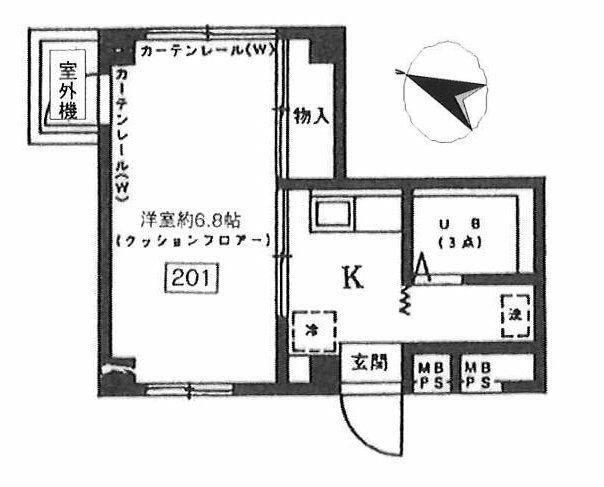 向丘ハウス(1K/2階)の間取り写真