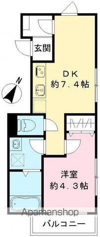 ルガロ西麻布(1DK/2階)の間取り写真
