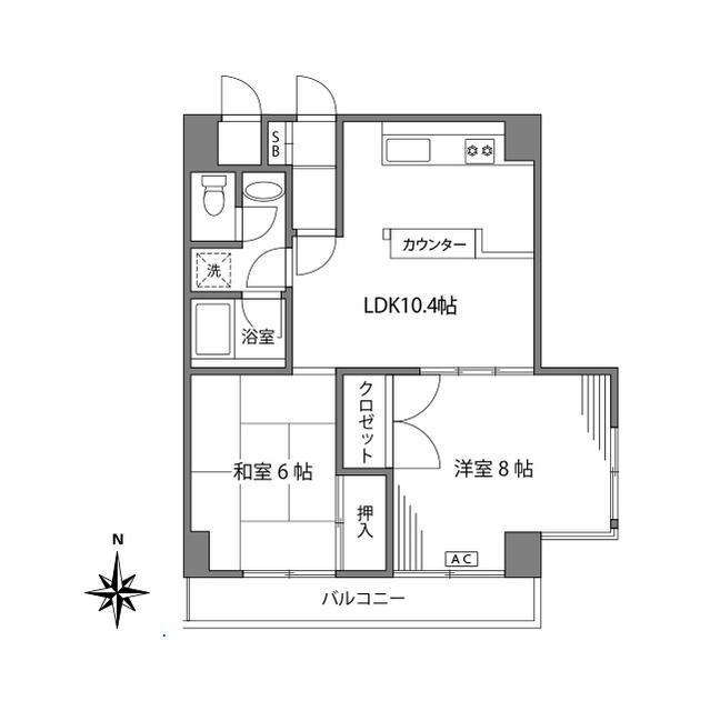 ハイムカミヨ(2LDK/2階)の間取り写真