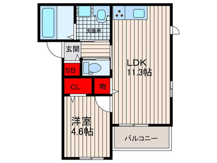 ハナミズキ(1LDK/3階)の間取り写真