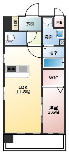 PROUDII花畑(1LDK/2階)の間取り写真