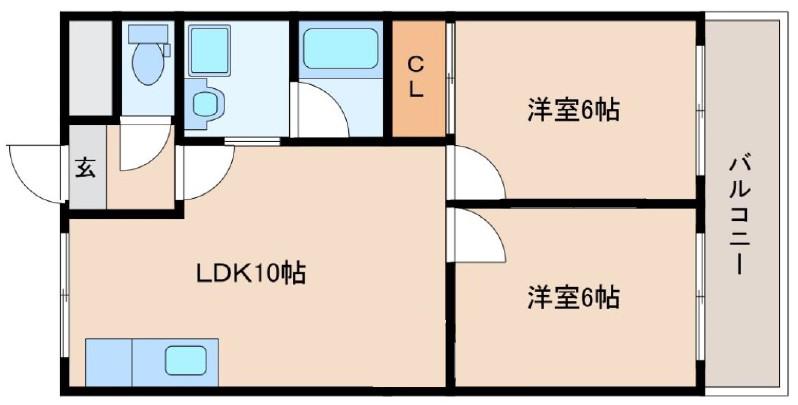 ヒロトモハイツ(2LDK/1階)の間取り写真