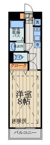 ベルドミール武蔵野(1K/2階)の間取り写真