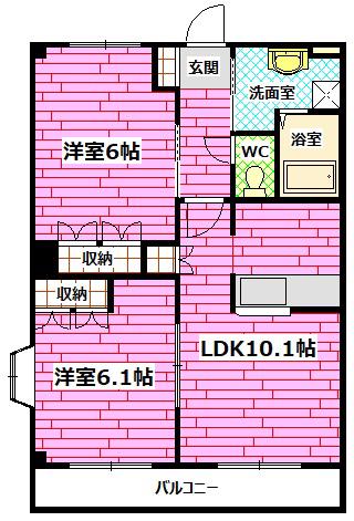 グリーン・コート(2LDK/2階)の間取り写真