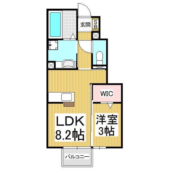 ラムール・シェモア(1LDK/1階)の間取り写真