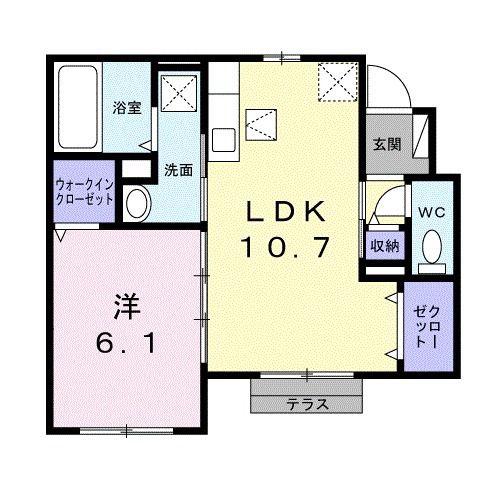 プラム江坂(1LDK/1階)の間取り写真