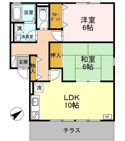 メゾンドクール(2LDK/1階)の間取り写真