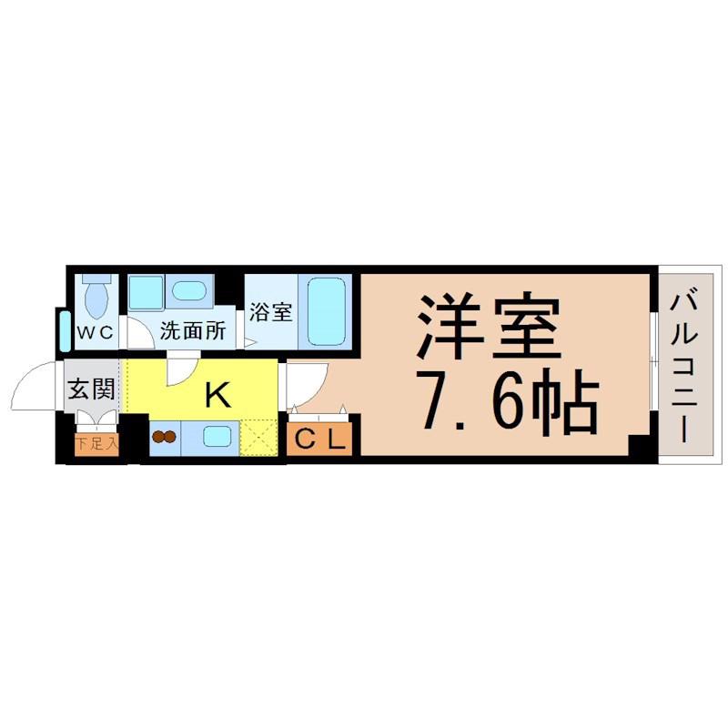 MELIV鶴舞(1K/14階)の間取り写真