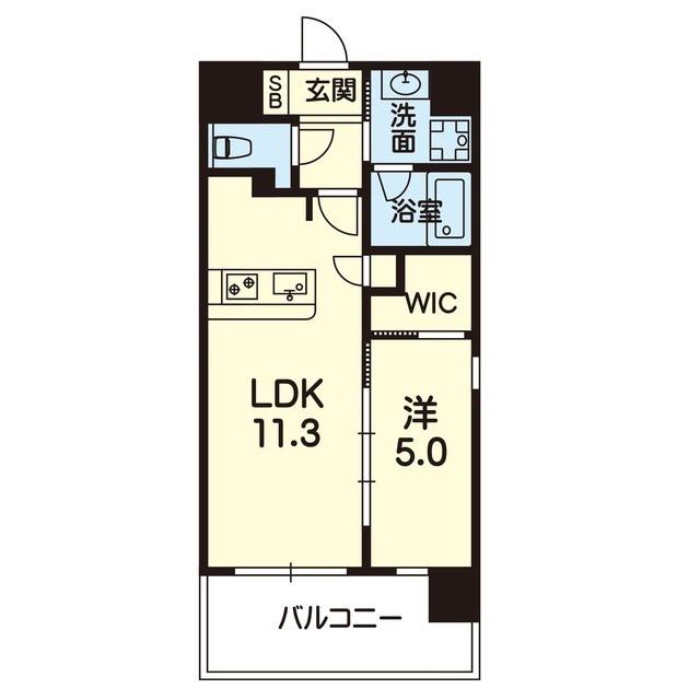 KーSMART新大江(1LDK/8階)の間取り写真