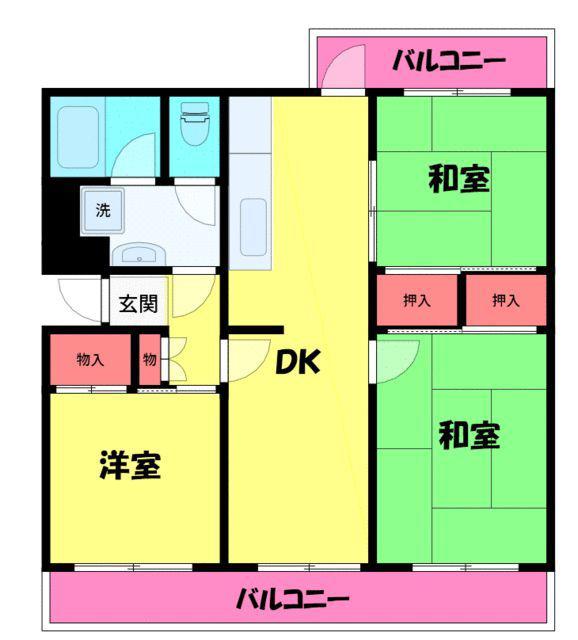 戸頭第一6号棟(3DK/5階)の間取り写真