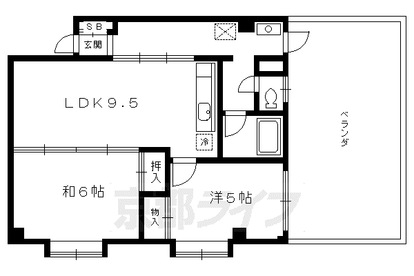 アンフィニビル(2LDK/4階)の間取り写真