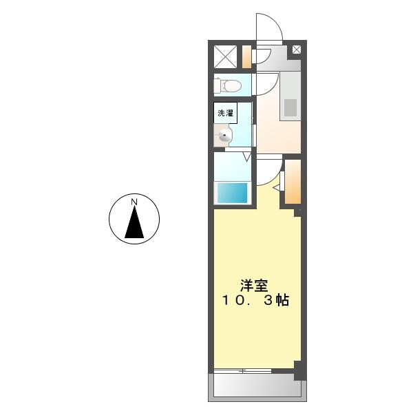 名鉄犬山線 徳重・名古屋芸大駅 徒歩25分 3階建 築19年(1K/3階)の間取り写真