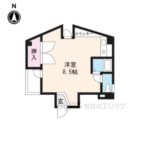 シェモアⅡ(1K/3階)の間取り写真