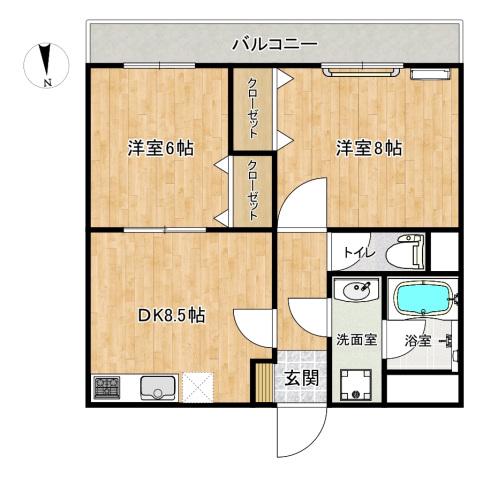 サンヴェルデ白岳(2DK/5階)の間取り写真