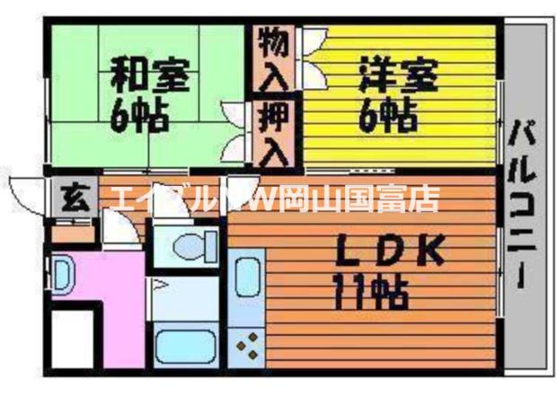 サンシャイン上道(2LDK/4階)の間取り写真