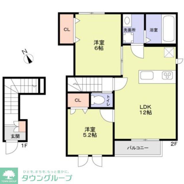 グランプレイス越谷(2LDK/2階)の間取り写真