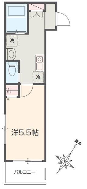 MELDIA新座(1K/2階)の間取り写真