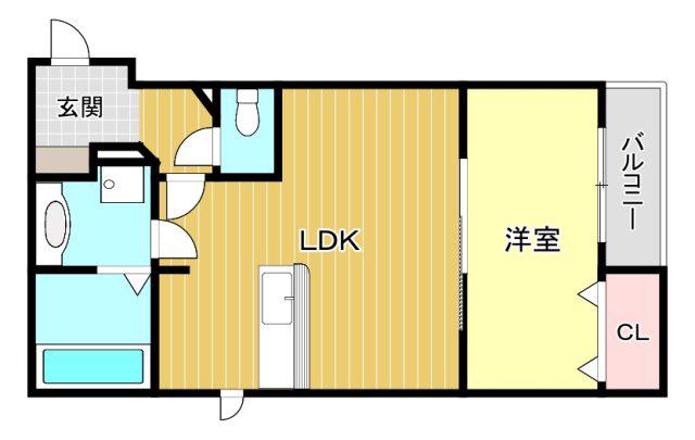 クレストヒル(1LDK/3階)の間取り写真