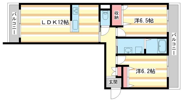 シャーメゾンFUJIMOTO(2LDK/3階)の間取り写真