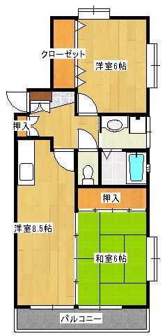 エストレアハイツA(2LDK/3階)の間取り写真