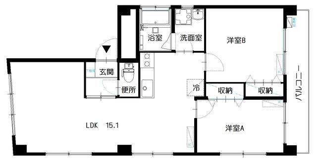 田柄ハウス(2LDK/2階)の間取り写真