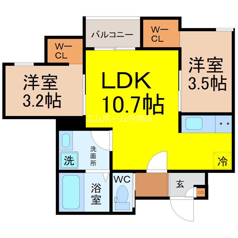 REGALEST VERDE(2LDK/2階)の間取り写真