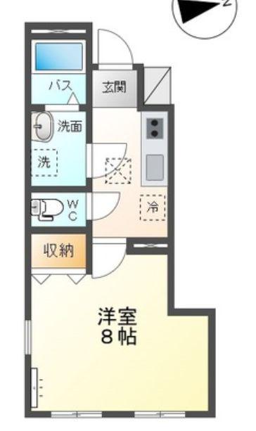 グランソレイユ(1K/1階)の間取り写真