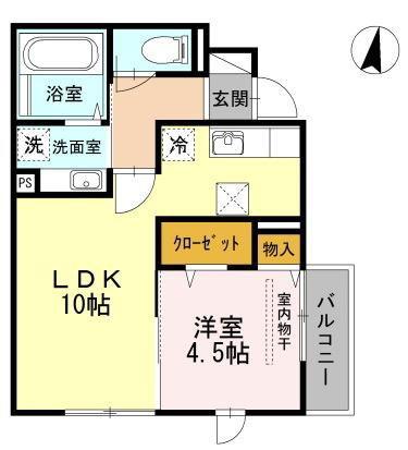 ジュネナナモリ(1LDK/1階)の間取り写真