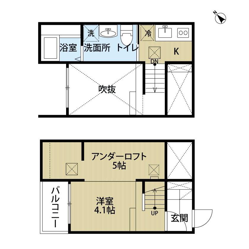 オー・ルージュ(1K/2階)の間取り写真