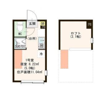 ハーモニーテラスルクス千川(ワンルーム/1階)の間取り写真