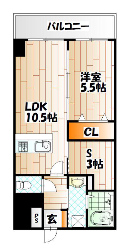 ザ・ヒルズ戸畑(1SLDK/12階)の間取り写真