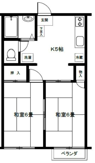 テラス坂戸A(2K/2階)の間取り写真