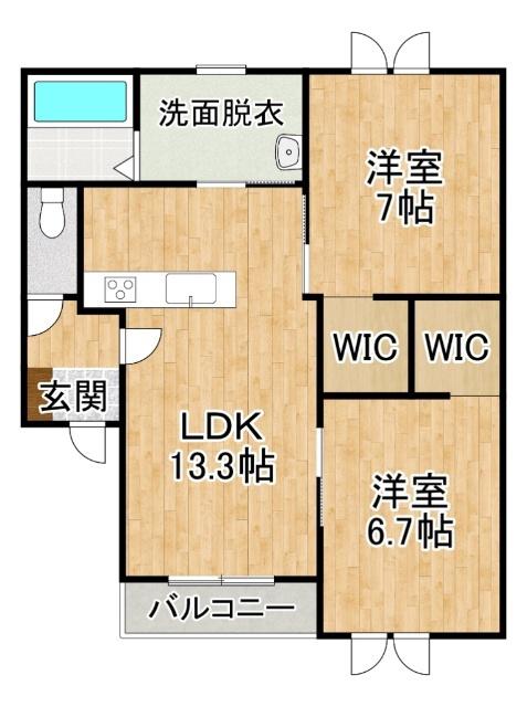 DOLCE AMOREII(2LDK/1階)の間取り写真