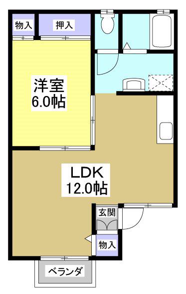 リヴェールC(1LDK/1階)の間取り写真